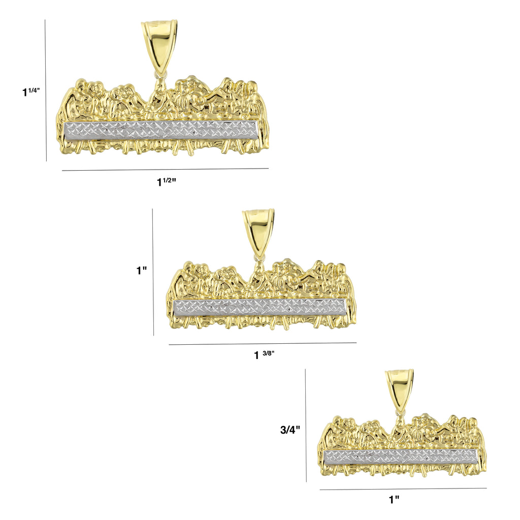 Mens Apostles Last Supper Charm Pendant Diamond Cut Bonded 1/10th 10k Yellow White Gold  - karratluxe
