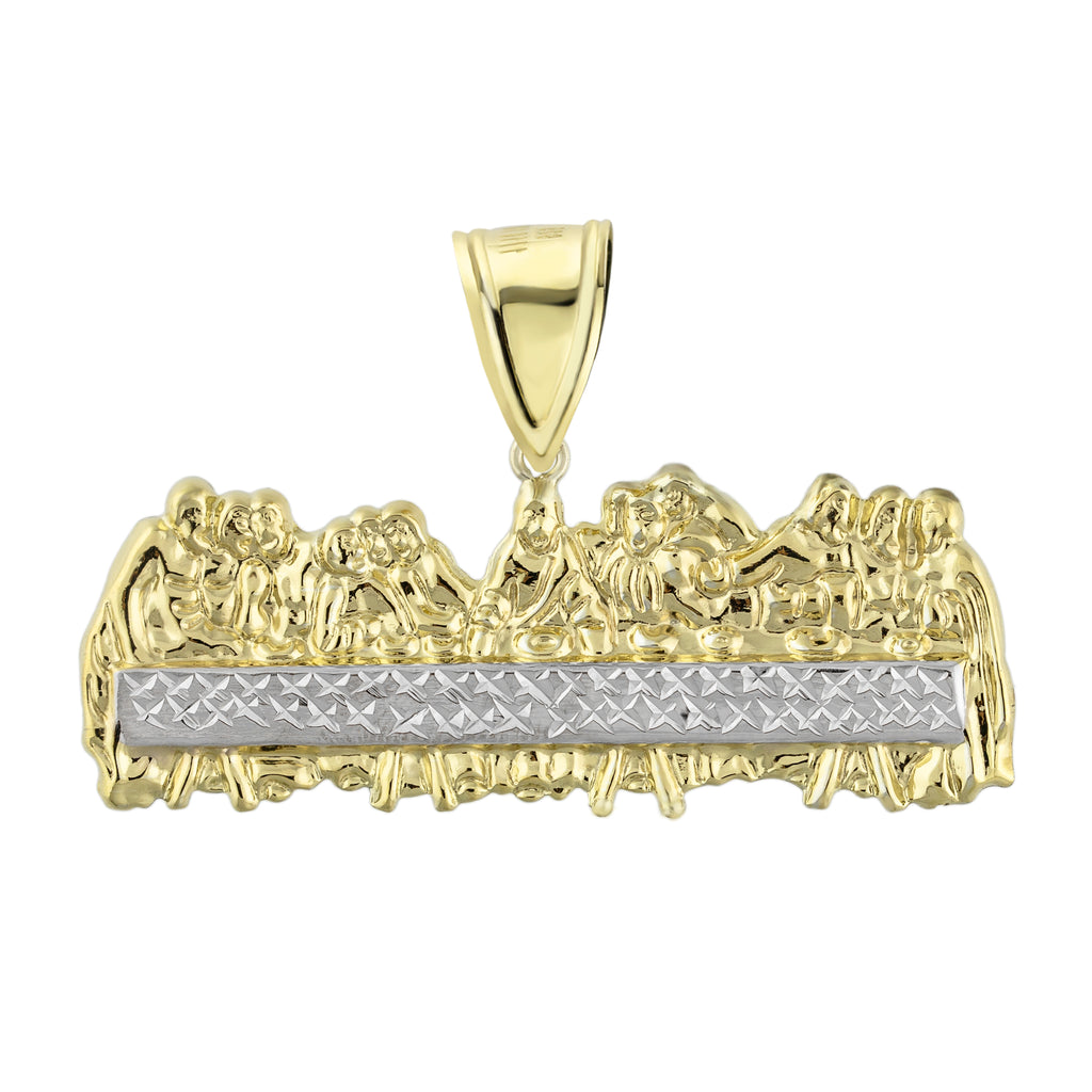 1 3/8" Apostles Last Supper Charm Pendant Diamond Cut Bonded 1/10th 10k Yellow Gold  - karratluxe