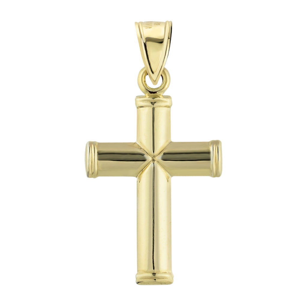 1 1/4" Double Reversible Cross Pendant Bonded 1/10th 10k Yellow Gold  - karratluxe