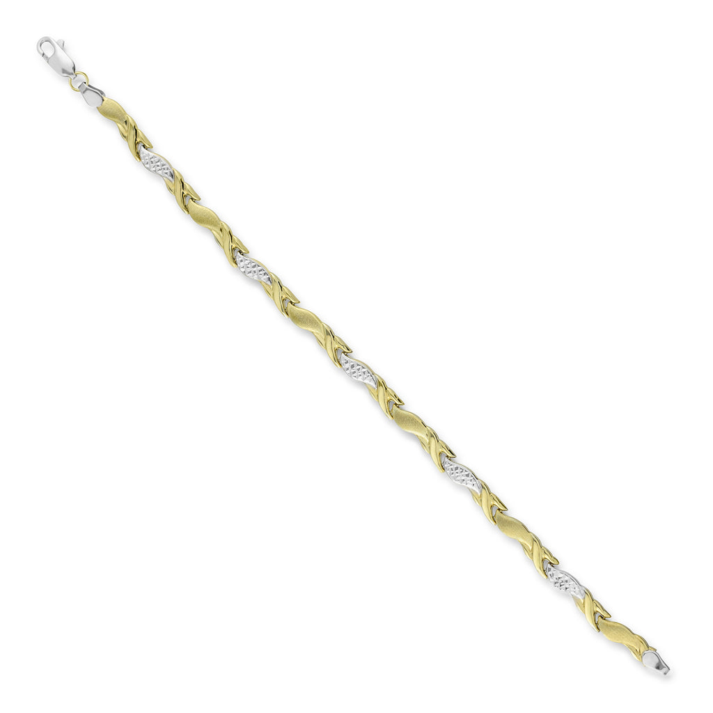 7.50" X Design Wheat Diamond Cut Bracelet Bonded 1/10th 10k Yellow Gold - karratluxe