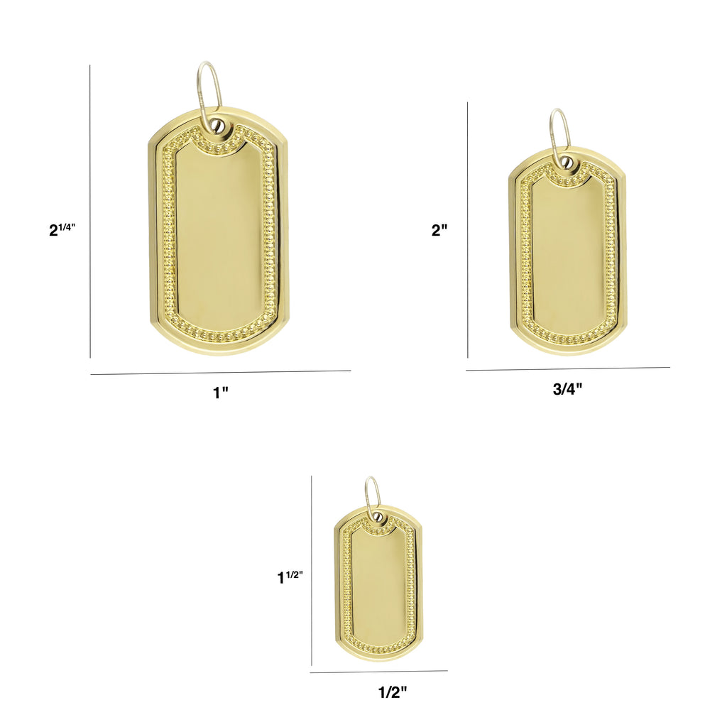 Dog Tag Plain Shiny Charm Pendant Bonded 1/10th 10k Yellow Gold  - karratluxe